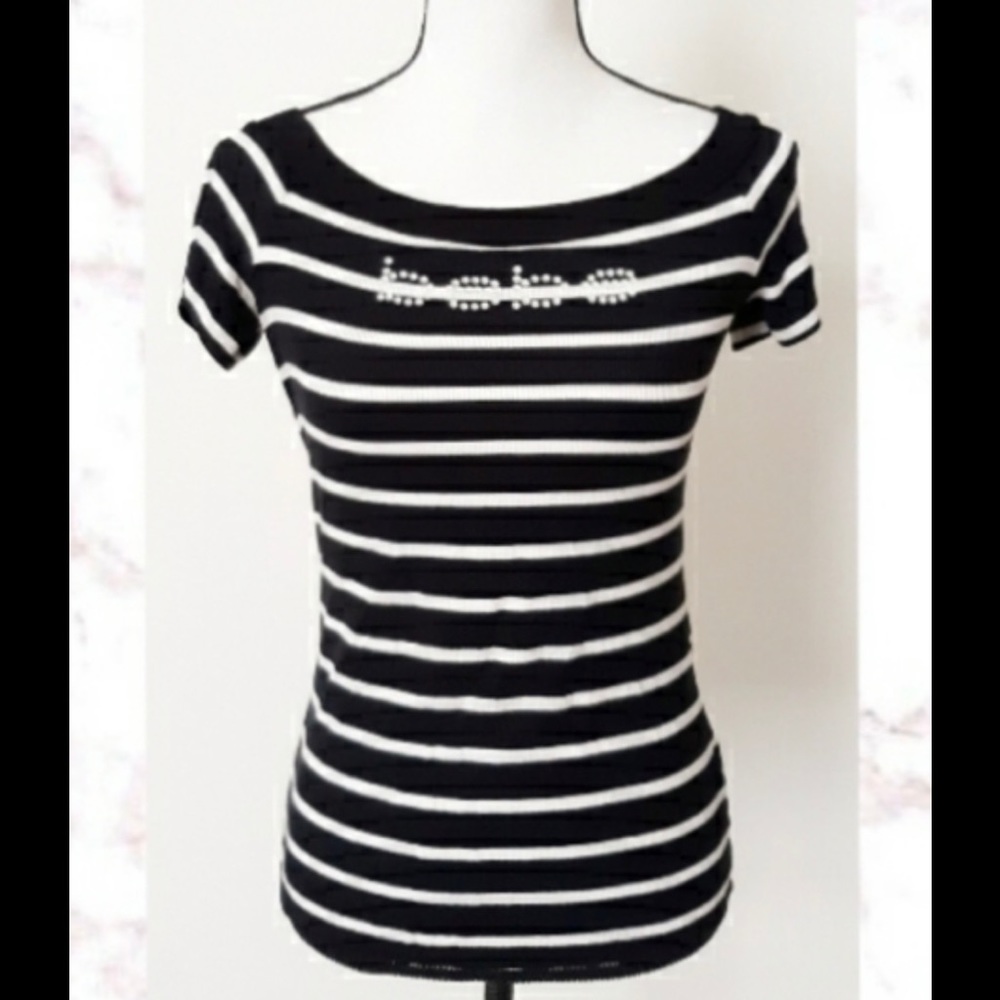 BEBE Swarovski Logo Short Sleeve Tee